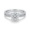 Oval clear-stone halo ring with a silver-tone accent-stone band on white