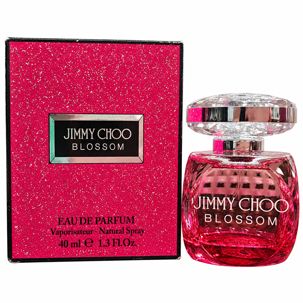 Jimmy Choo Blossom 40 mL perfume bottle and matching pink box