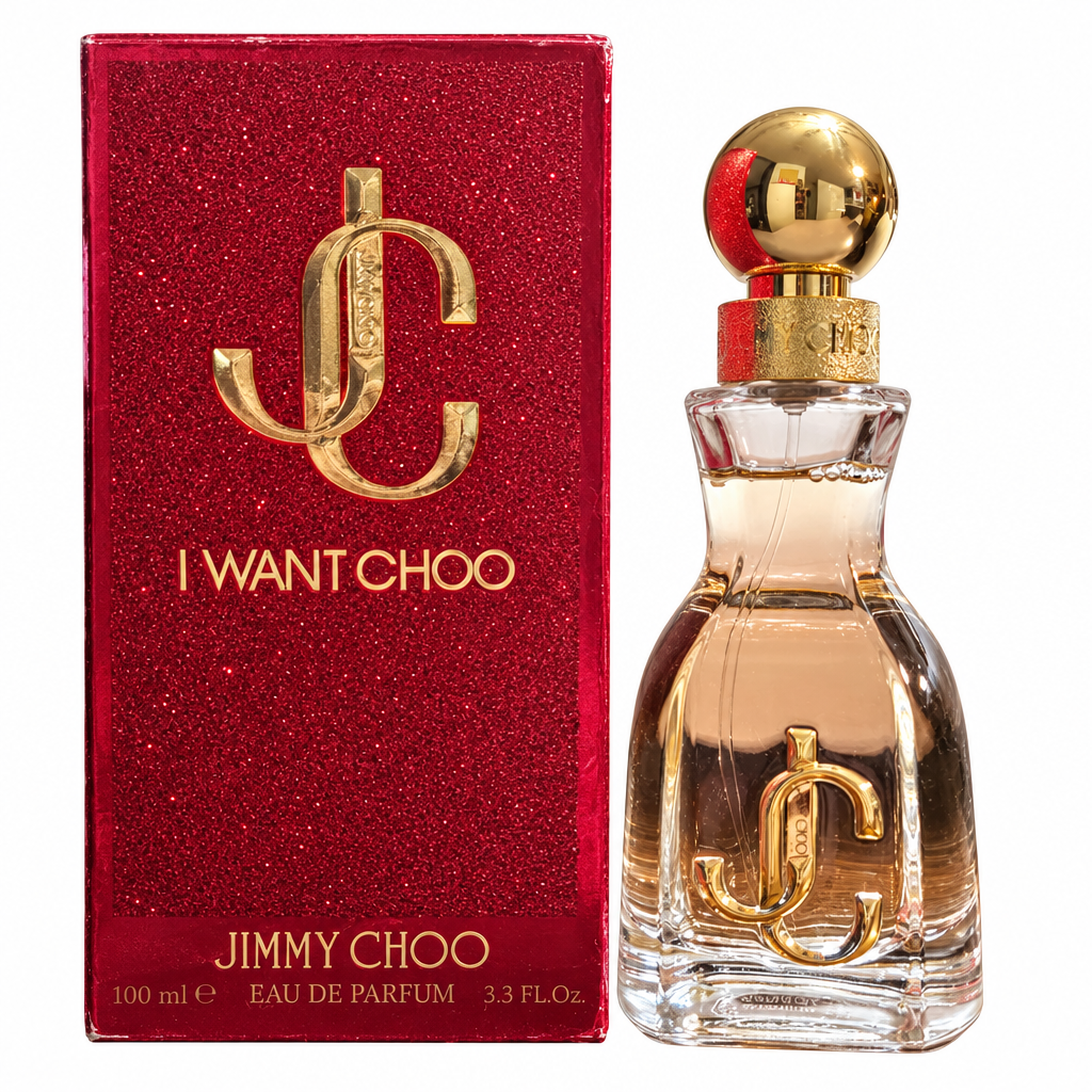 Jimmy Choo I Want Choo perfume bottle and red box