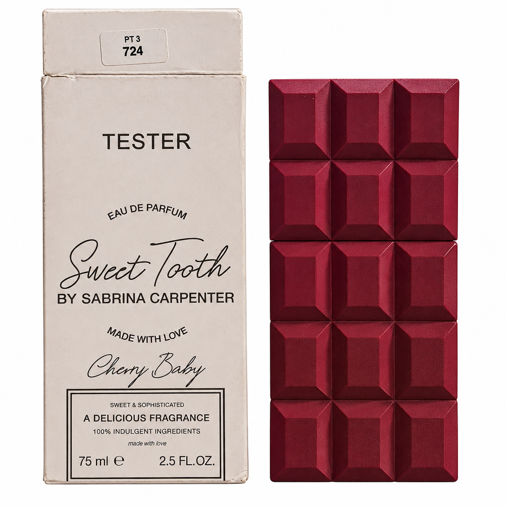 Sabrina Carpenter Cherry Baby 75 mL bottle and tester box